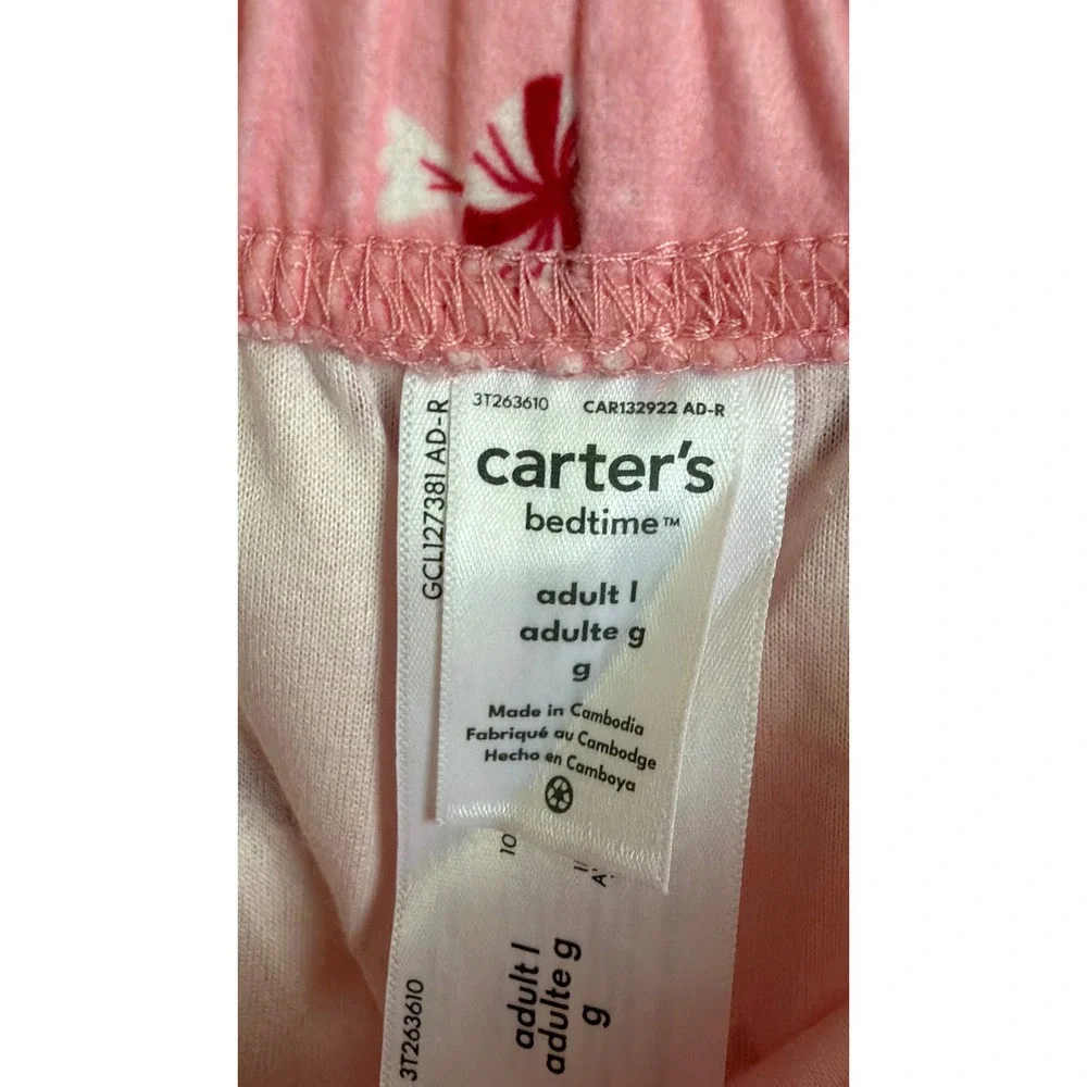 Carters Bedtime Womens Pink Candy Cane Holiday Pajama Set‎ Size Large New NWT